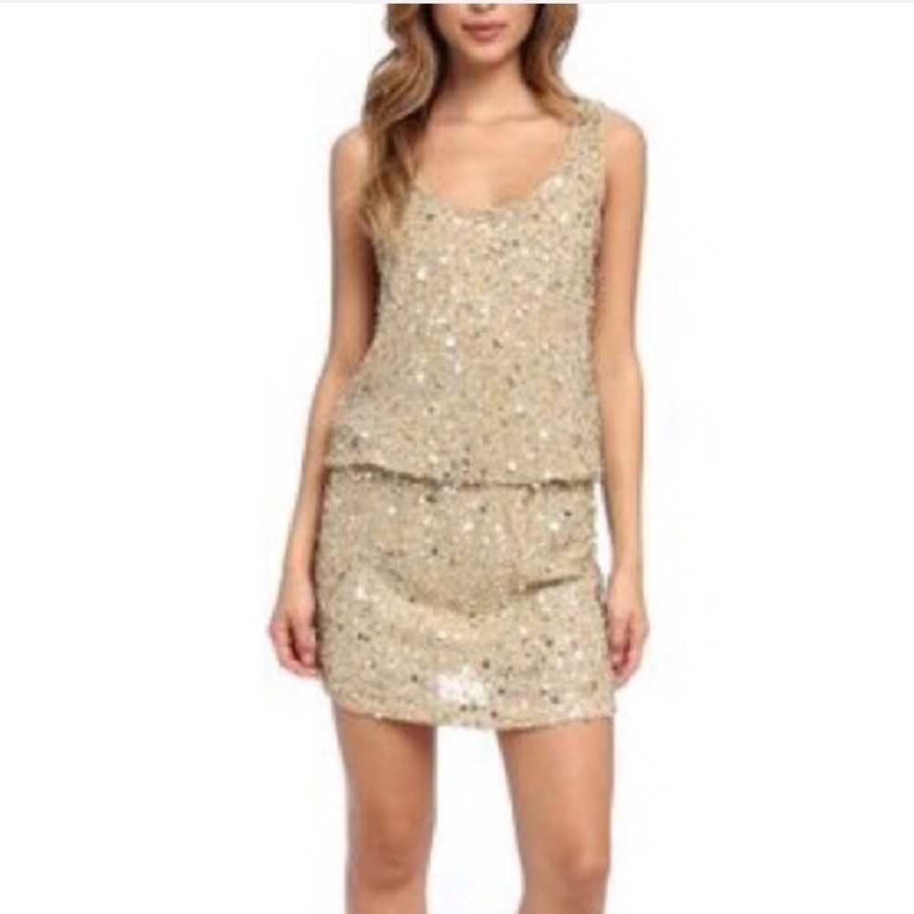 Nicole Miller Seashell Sequin Blouson Dress